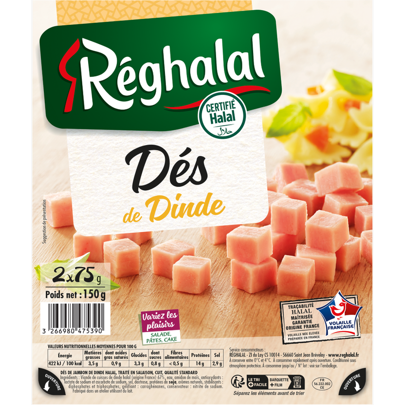 dés de dinde réghalal packaging origine france