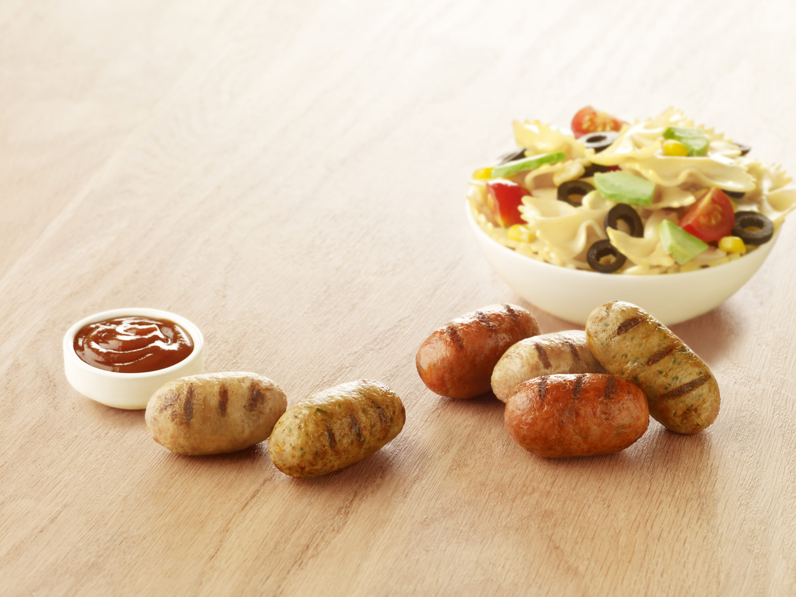Visuel Mini Mix mini saucisse Réghalal avec salade de pâtes et ketchup