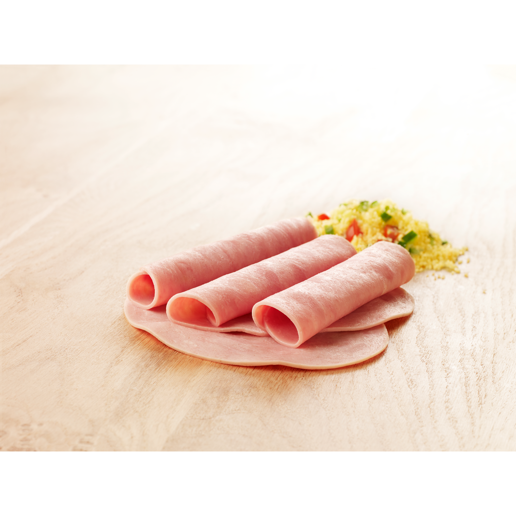 visuel jambon de dinde halal origine France sur fond bois - réghalal