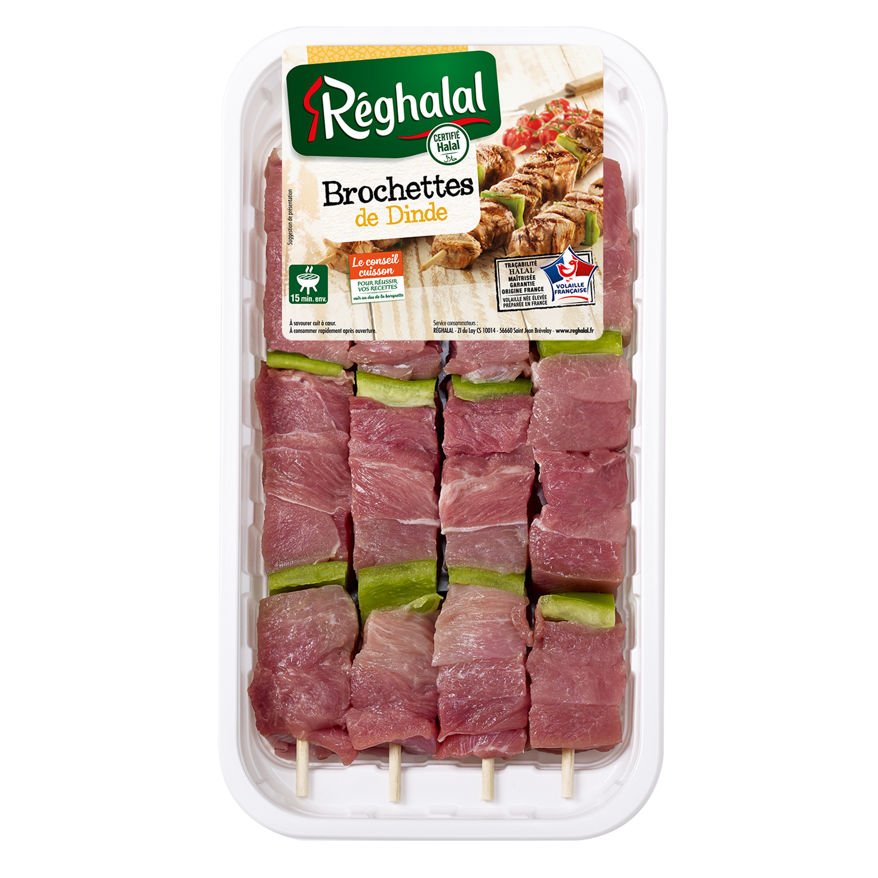 Barquette de brochettes de dinde x4 Réghalal