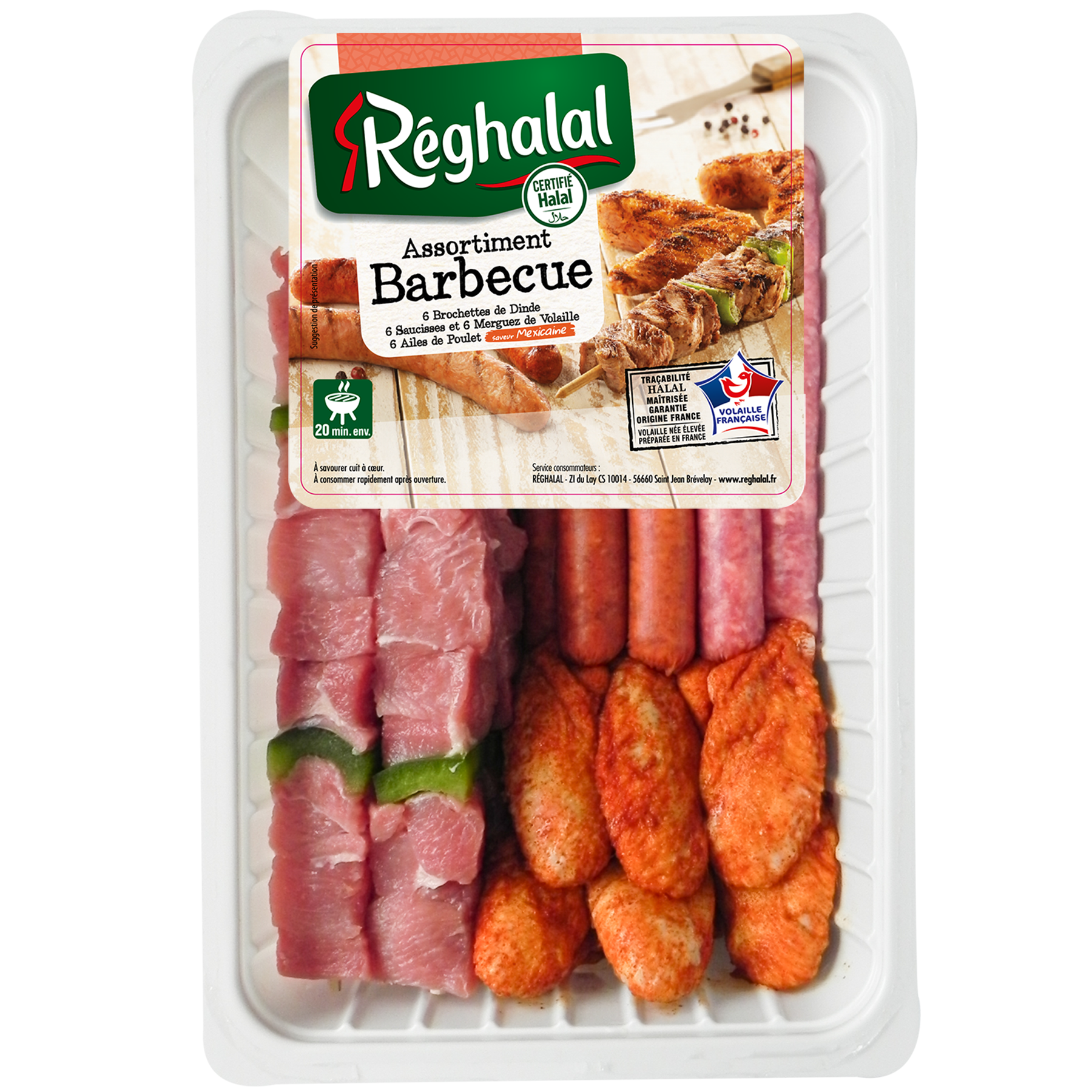 barquette d'assortiment barbecue Réghalal
