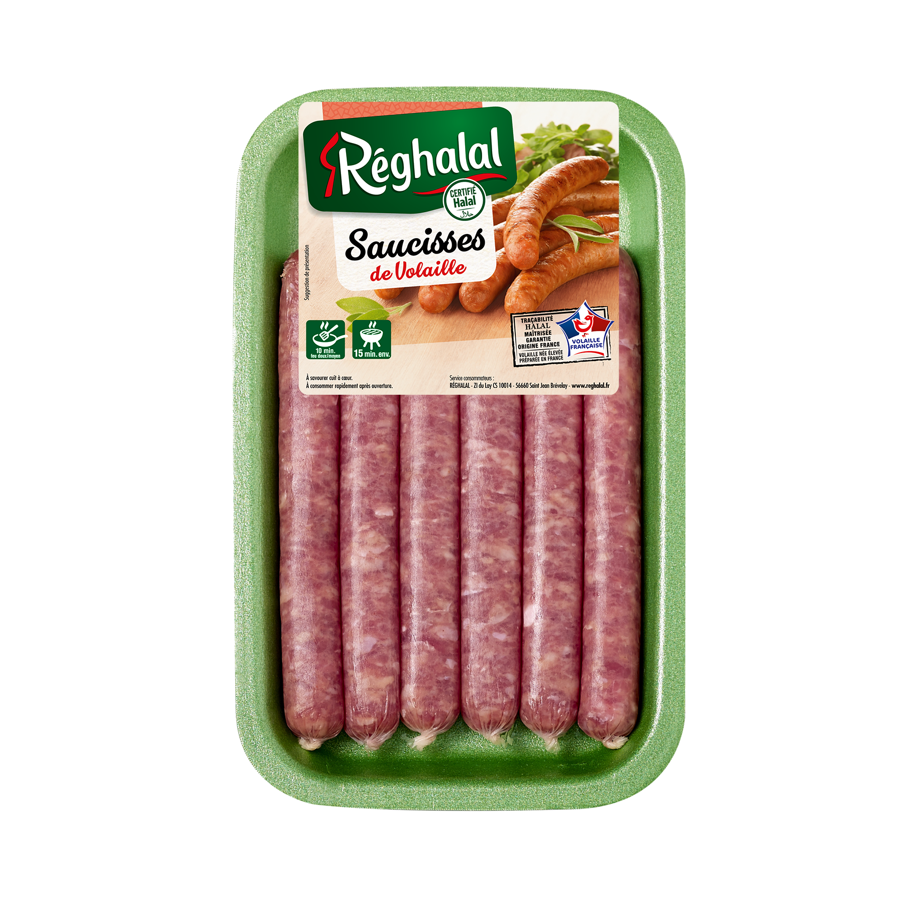 Barquette de saucisses de volaille x6 Réghalal