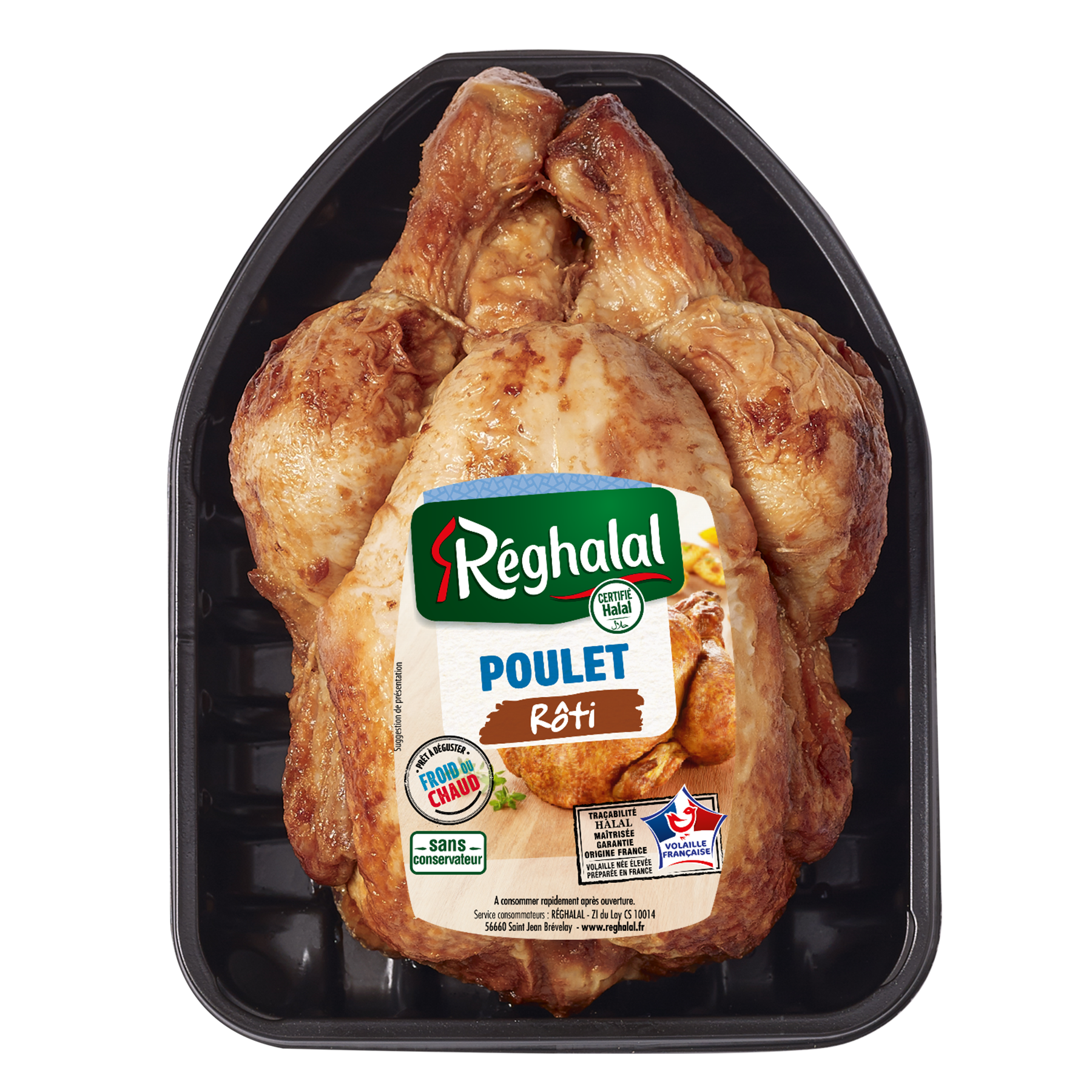 Barquette de poulet cuit fumé Réghalal