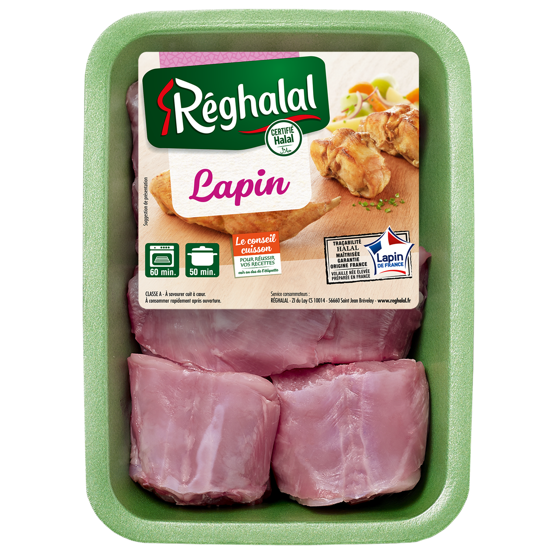 Barquette de morceaux de lapin Réghalal