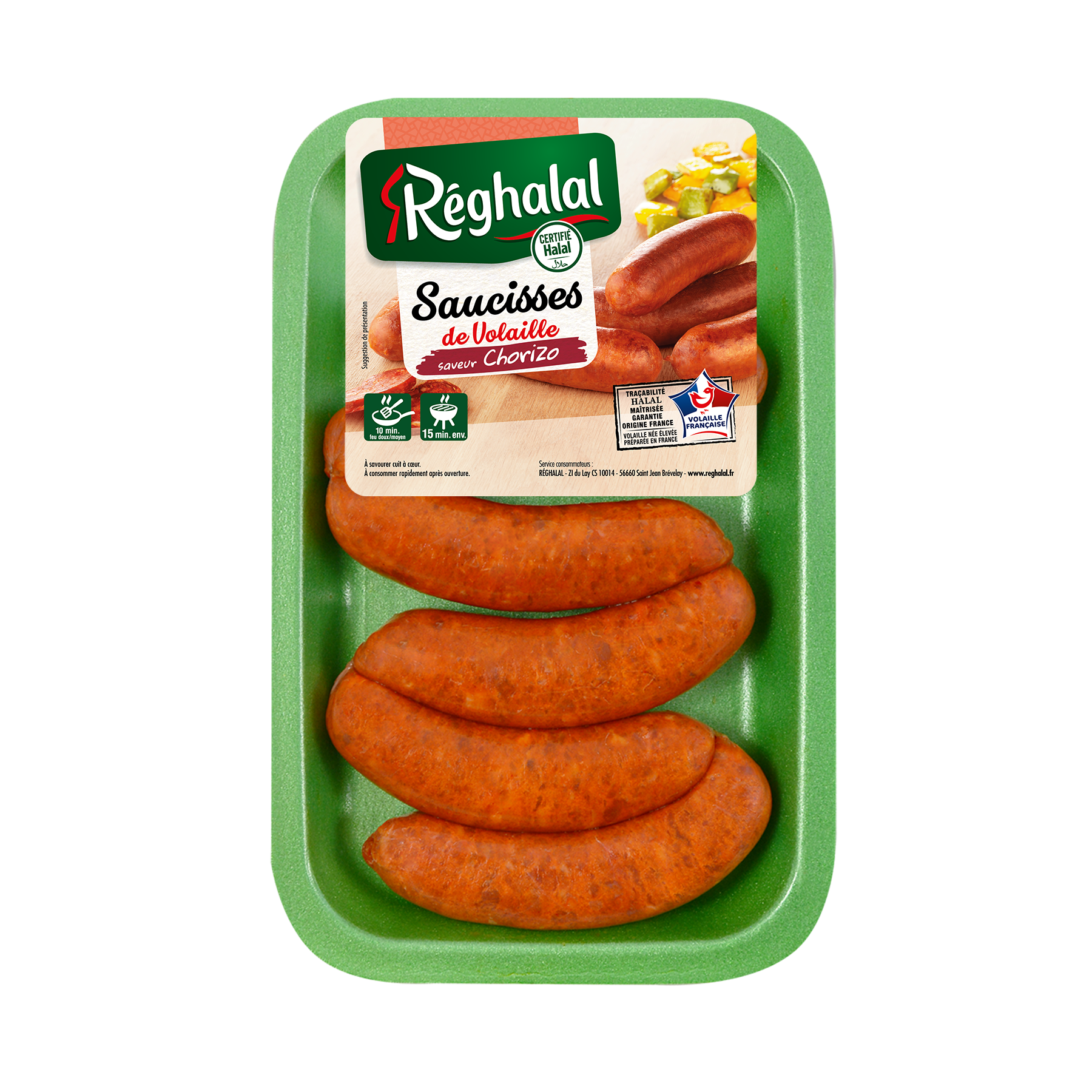 Barquette de saucisse de volaille saveur chorizo Réghalal