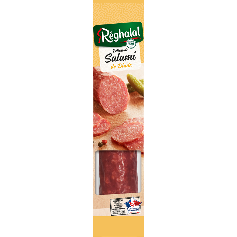 Packshot bâton salami de dinde réghalal