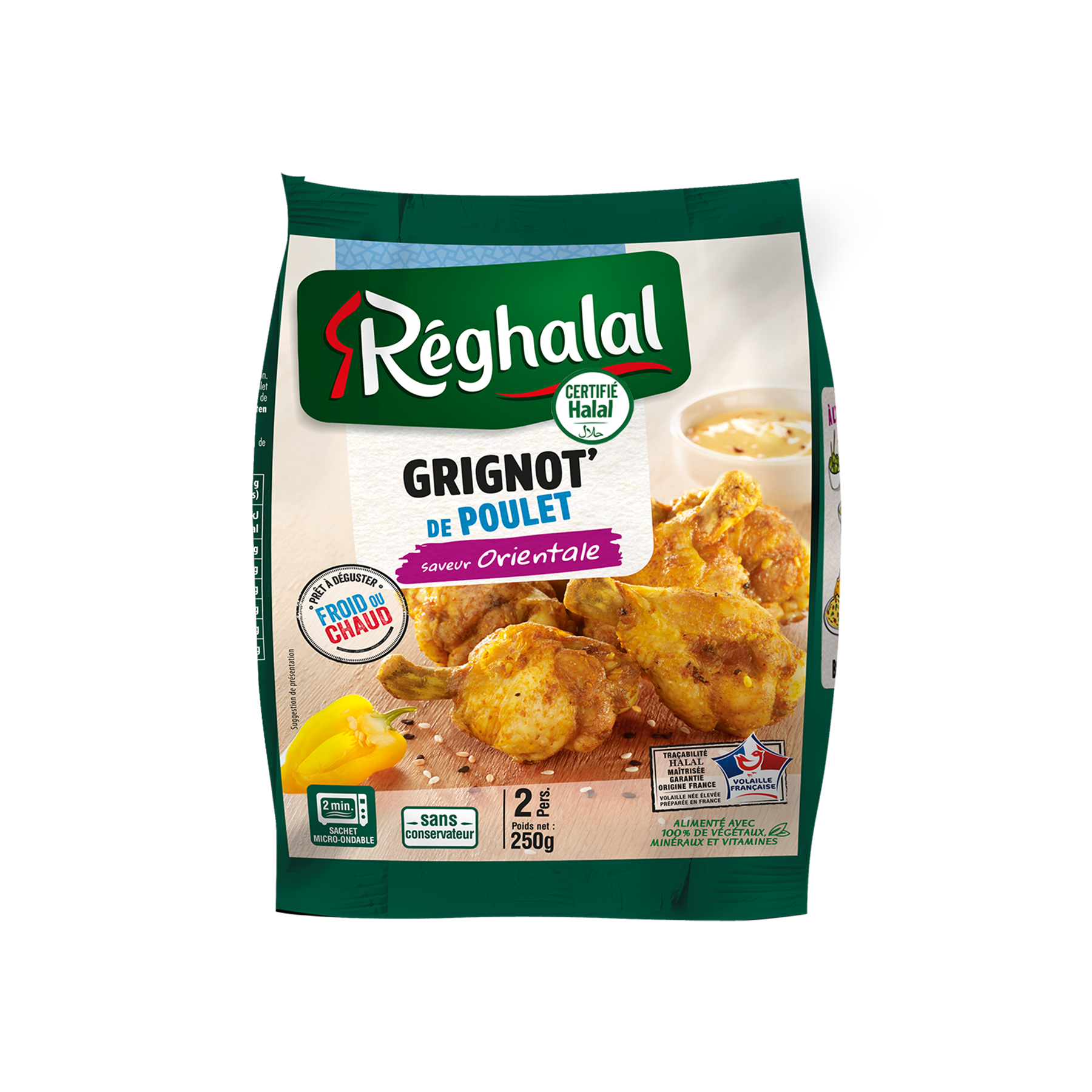 Sachet de grignote de poulet saveur orientale Réghalal