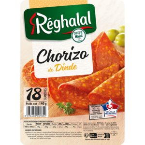Packshot chorizo de dinde réghalal